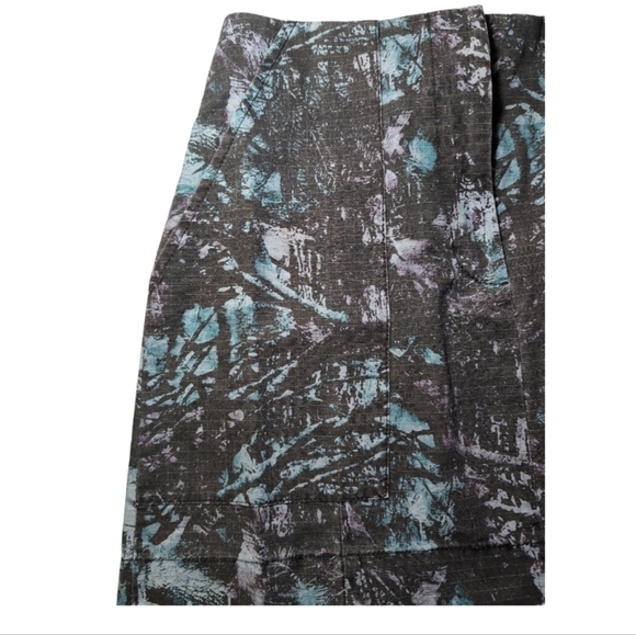 ATM Melillo Abstract Print Ripstop Cotton Skirt Grey Purple Turquoise Camo Sz 6 - Picture 12 of 15